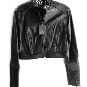 Tart Collections Black Quilted Leather Biker jacket in Size S (NWT)